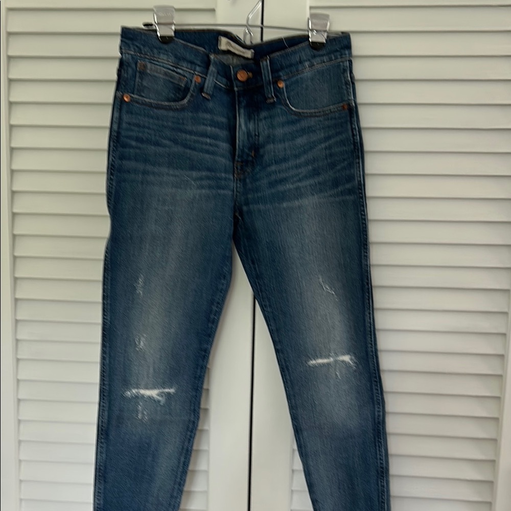 Madewell skinny distressed jeans 9” high rise petite
